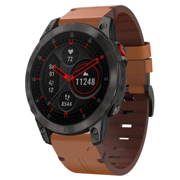 Compatible with Garmin EPIX Gen 2 22mm Leather Steel Buckle Watch Band(Brown) - Watch Bands by PMC TechLife | Online Shopping South Africa | PMC TechLife | Buy Now Pay Later Mobicred