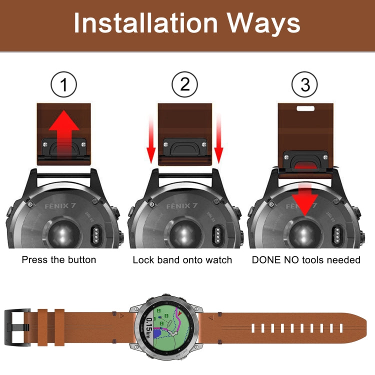 Compatible with Garmin Instinct 2 22mm Leather Steel Buckle Watch Band(Black) - Watch Bands by PMC TechLife | Online Shopping South Africa | PMC TechLife | Buy Now Pay Later Mobicred