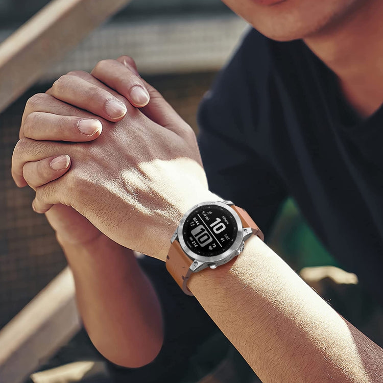 Compatible with Garmin Fenix 6S Pro 20mm Leather Steel Buckle Watch Band(Brown) - Watch Bands by PMC TechLife | Online Shopping South Africa | PMC TechLife | Buy Now Pay Later Mobicred