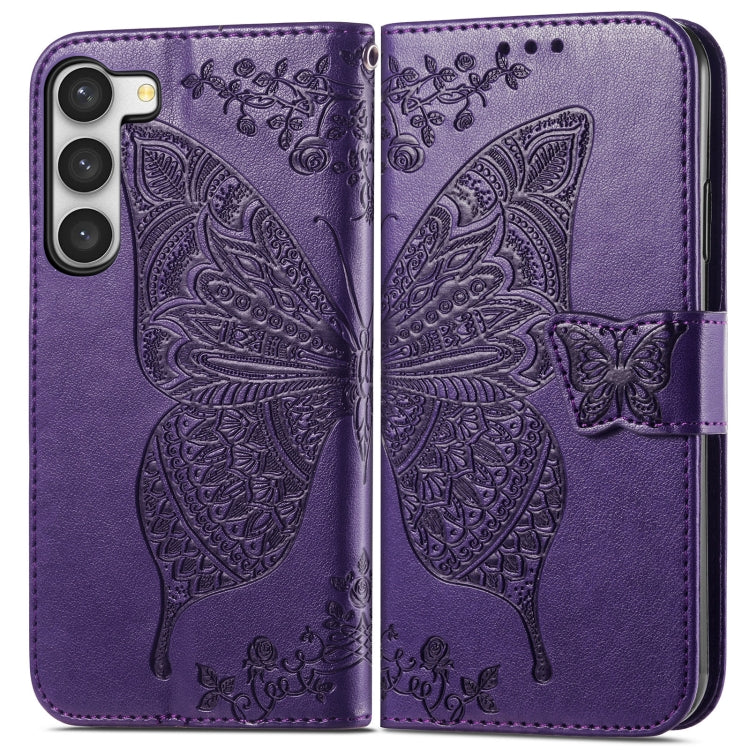 For Samsung Galaxy S23 Ultra 5G Butterfly Love Flower Embossed Leather Phone Case(Purple) - free shipping - PMC TechLife - Order now!