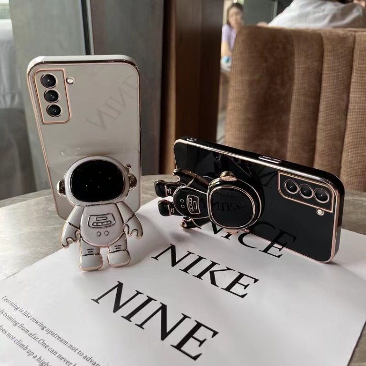 For Samsung Galaxy S22 Ultra 5G Plating Astronaut Holder Phone Case(Black) - free shipping - PMC TechLife - Order now!