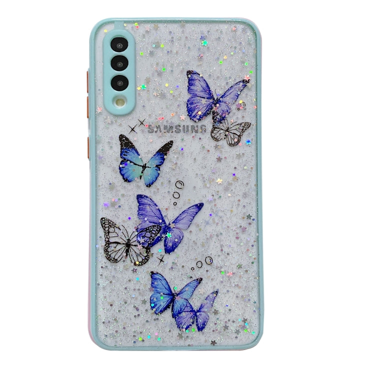 For Samsung Galaxy S22 5G Color Butterfly Glitter Epoxy TPU Phone Case(Green) - Galaxy S22 5G Cases by PMC TechLife | Online Shopping South Africa | PMC TechLife