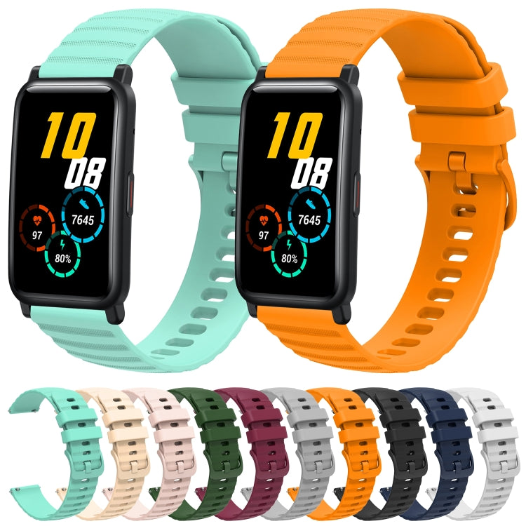 For Honor Watch ES 20mm Wavy Dot Pattern Solid Color Silicone Watch Band(Army Green) - free shipping - PMC TechLife - Order now!