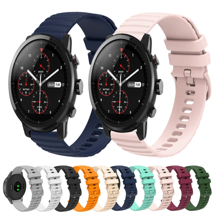 For Amazft 2 Stratos 22mm Wavy Dot Pattern Solid Color Silicone Watch Band(Navy Blue) - free shipping - PMC TechLife - Order now!