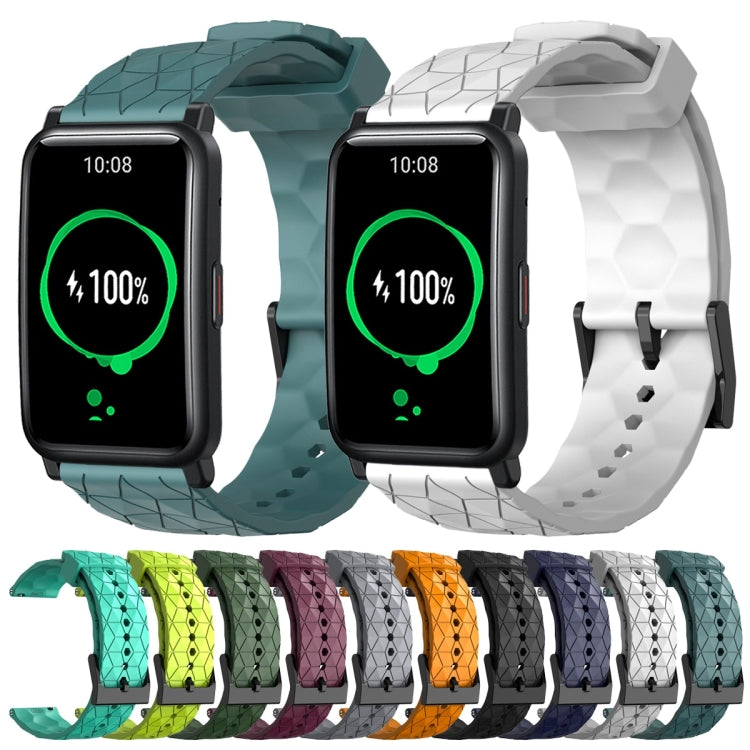 For Honor Watch ES 20mm Football Pattern Solid Color Silicone Watch Band(Rock Cyan) - free shipping - PMC TechLife - Order now!