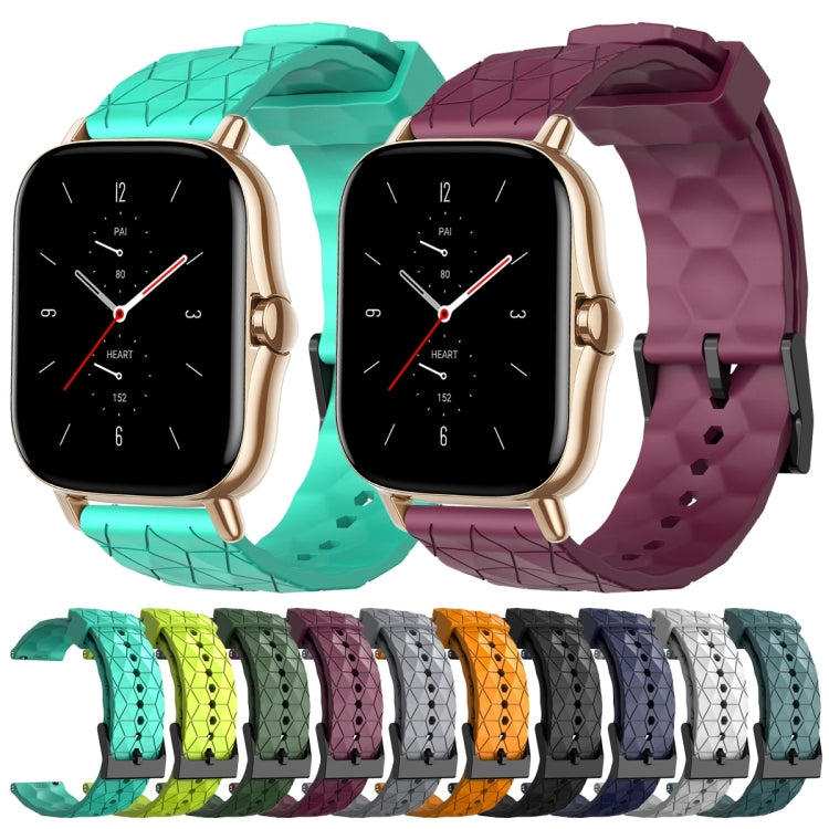 For Amazfit GTS 2E 20mm Football Pattern Solid Color Silicone Watch Band(Rock Cyan) - free shipping - PMC TechLife - Order now!