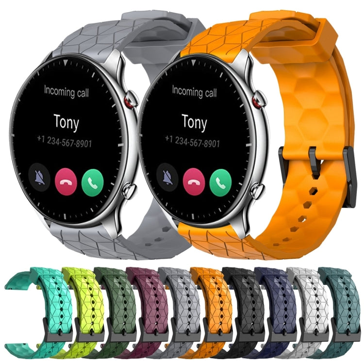 For Amazfit GTR 2 22mm Football Pattern Solid Color Silicone Watch Band(Lime Green) - free shipping - PMC TechLife - Order now!