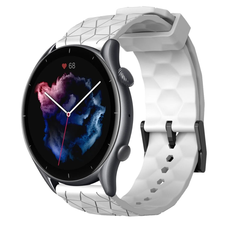 For Amazfit 3 22mm Football Pattern Solid Color Silicone Watch Band(White) - free shipping - PMC TechLife - Order now!