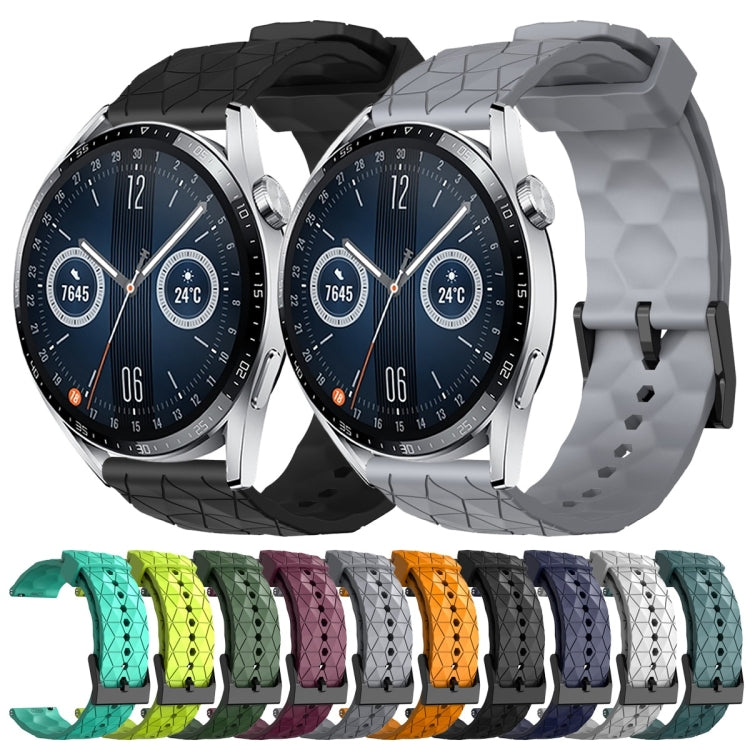 For Huawei Watch GT3 46mm 22mm Football Pattern Solid Color Silicone Watch Band(Army Green) - free shipping - PMC TechLife - Order now!
