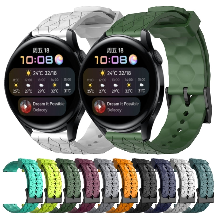 For Huawei Watch 3 22mm Football Pattern Solid Color Silicone Watch Band(Yellow) - free shipping - PMC TechLife - Order now!