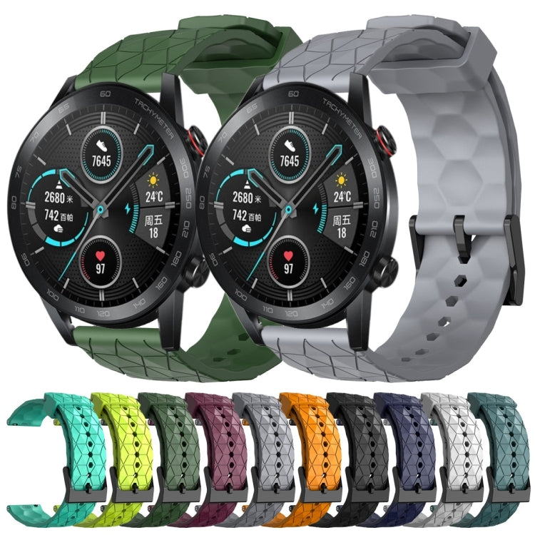 For Honor Magic Watch 2 46mm 22mm Football Pattern Solid Color Silicone Watch Band(Teal) - free shipping - PMC TechLife - Order now!