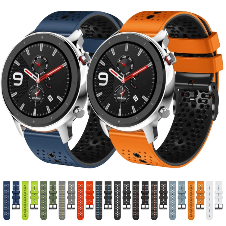 For Amazfit GTR 4 22mm Perforated Two-Color Silicone Watch Band(Army Green+Black) - free shipping - PMC TechLife - Order now!
