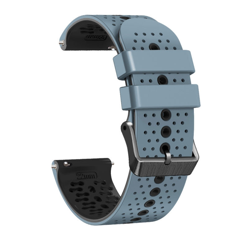 For Amazfit GTR 4 Pro 22mm Perforated Two-Color Silicone Watch Band(Blue+Black) - free shipping - PMC TechLife - Order now!