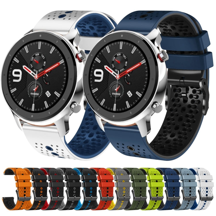For Amazfit GTR 4 Pro 22mm Perforated Two-Color Silicone Watch Band(Midnight Blue+Black) - free shipping - PMC TechLife - Order now!
