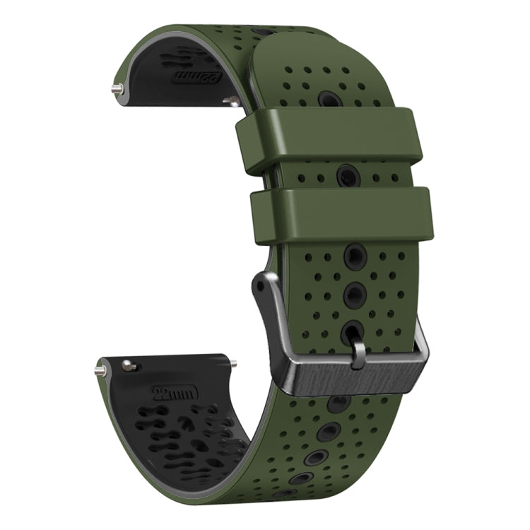 For Amazfit GTR 3 22mm Perforated Two-Color Silicone Watch Band(Army Green+Black) - free shipping - PMC TechLife - Order now!