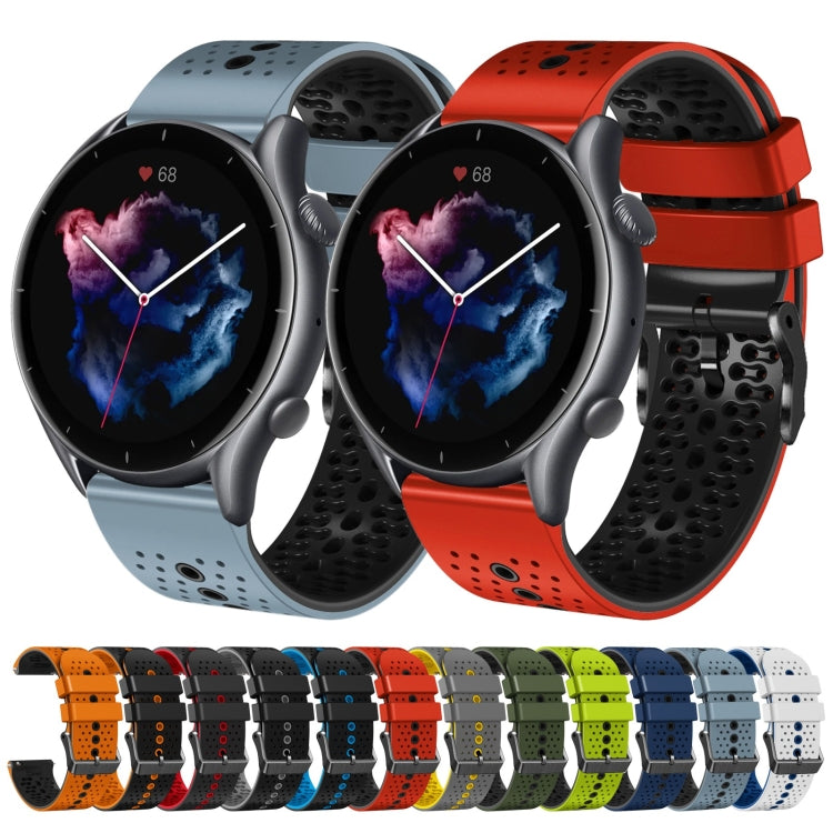 For Amazfit GTR 3 Pro 22mm Perforated Two-Color Silicone Watch Band(Lime+Black) - free shipping - PMC TechLife - Order now!