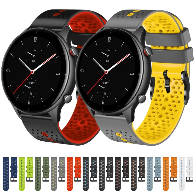 For Amazfit GTR 2e 22mm Perforated Two-Color Silicone Watch Band(Midnight Blue+Black) - free shipping - PMC TechLife - Order now!