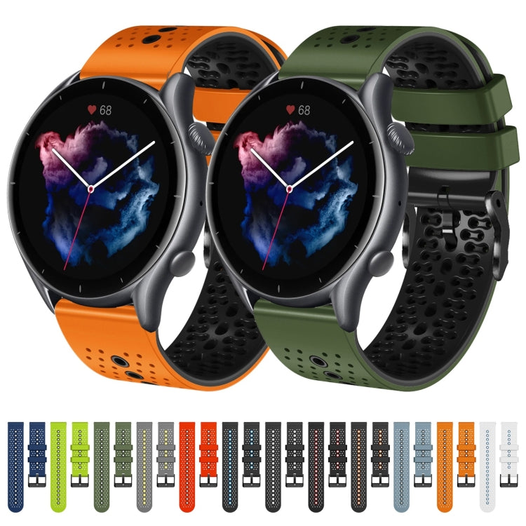For Amazfit 3 22mm Perforated Two-Color Silicone Watch Band(Lime+Black) - free shipping - PMC TechLife - Order now!