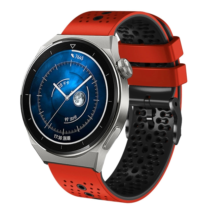 For Huawei Watch GT3 Pro 46mm 22mm Perforated Two-Color Silicone Watch Band(Red+Black) - free shipping - PMC TechLife - Order now!