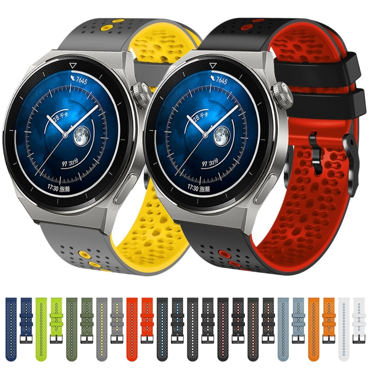 For Huawei Watch GT3 Pro 46mm 22mm Perforated Two-Color Silicone Watch Band(Midnight Blue+Black) - free shipping - PMC TechLife - Order now!