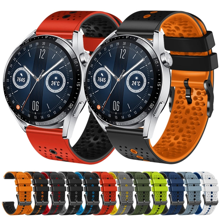 For Huawei Watch GT3 46mm 22mm Perforated Two-Color Silicone Watch Band(Orange+Black) - free shipping - PMC TechLife - Order now!