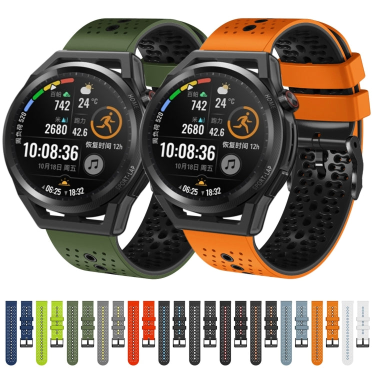 For Huawei Watch GT Runner 22mm Perforated Two-Color Silicone Watch Band(Blue+Grey) - free shipping - PMC TechLife - Order now!