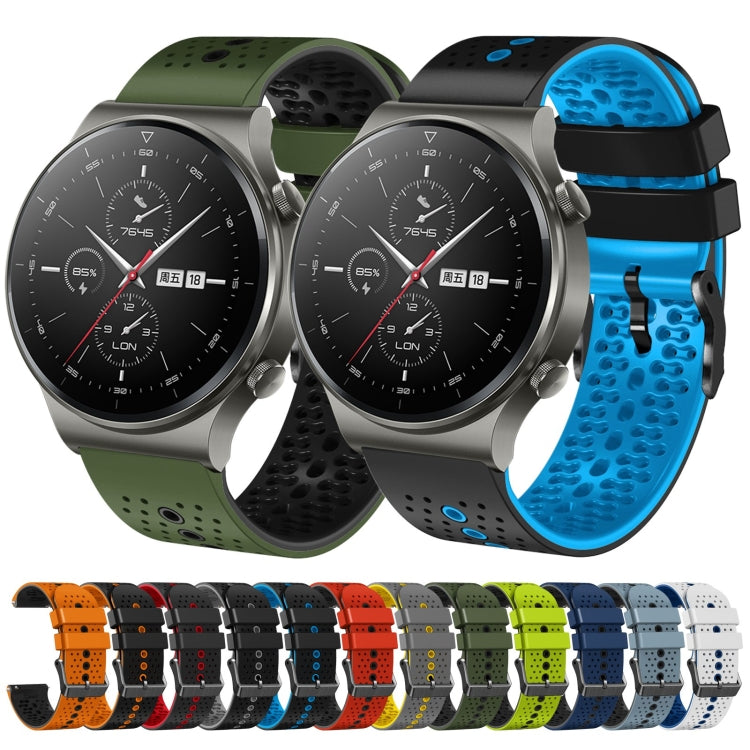 For Huawei GT2 Pro 22mm Perforated Two-Color Silicone Watch Band(Army Green+Black) - free shipping - PMC TechLife - Order now!