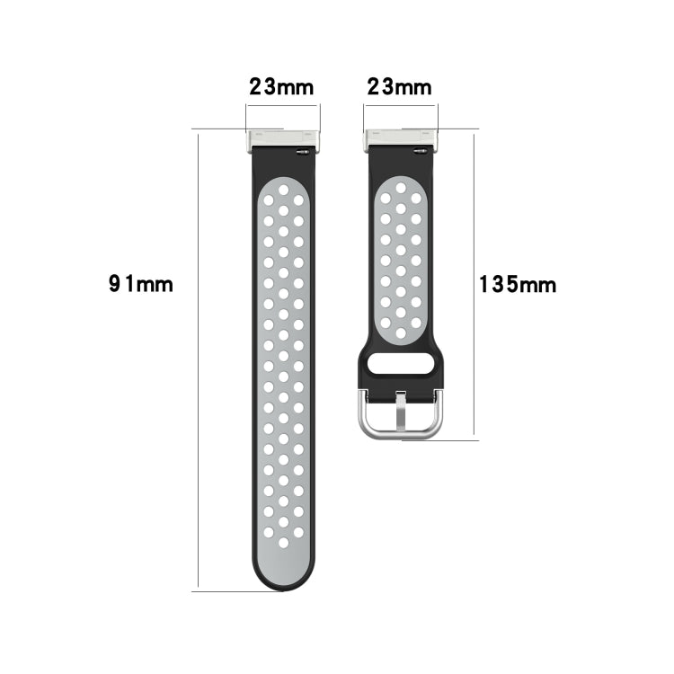 For Fitbit Sense 2 Two-Color Perforated Breathable Silicone Watch Band(Black+Grey) - free shipping - PMC TechLife - Order now!