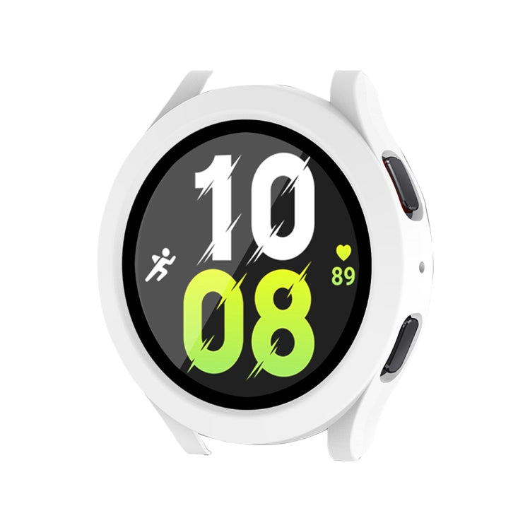 For Samsung Galaxy Watch4/5 40mm ENKAY Hat-Prince Waterproof Full Coverage PC Frame + 9H Tempered Glass Case(White) - Watch Cases by ENKAY | Online Shopping South Africa | PMC TechLife | Buy Now Pay Later Mobicred