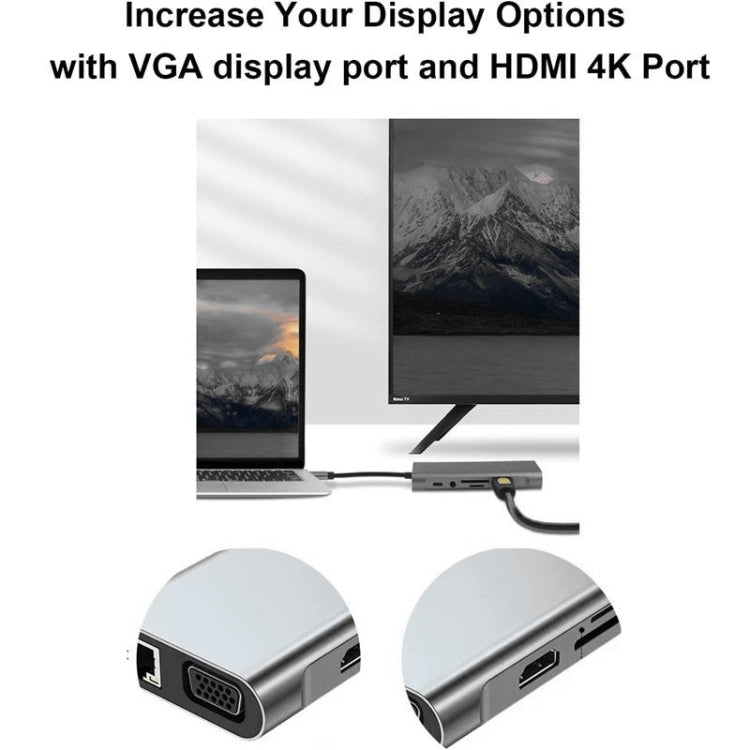 USB C HUB, USB C Adapter 11 in 1 Dongle with 4K HDMI, VGA, Type C PD, USB3.0, RJ45 Ethernet, SD/TF Card Reader, 3.5mm AUX, Docking Station Compatible with MacBook Pro/Air, Other Type C Laptops Devices - Adapter by PMC TechLife | Online Shopping South Africa | PMC TechLife | Buy Now Pay Later Mobicred