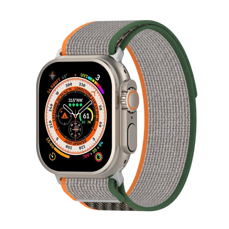 Double Color Nylon Hook and Loop Fastener Watch Band For Apple Watch Ultra 49mm(Orange+Army green) - free shipping - PMC TechLife - Order now!