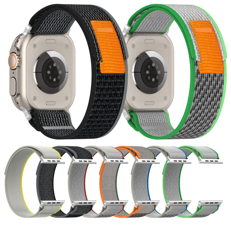 Double Color Nylon Hook and Loop Fastener Watch Band For Apple Watch Ultra 49mm(Orange+Army green) - free shipping - PMC TechLife - Order now!