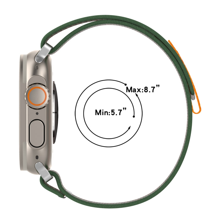 Double Color Nylon Hook and Loop Fastener Watch Band For Apple Watch Ultra 49mm(Orange+Army green) - free shipping - PMC TechLife - Order now!