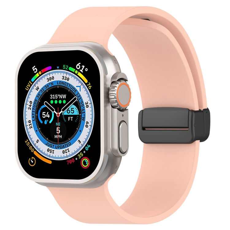 Magnetic Black Buckle Smooth Silicone Watch Band For Apple Watch Ultra 49mm(Pink) - free shipping - PMC TechLife - Order now!