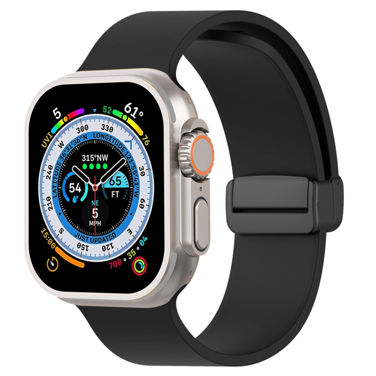 Magnetic Black Buckle Smooth Silicone Watch Band For Apple Watch Ultra 49mm(Black) - free shipping - PMC TechLife - Order now!