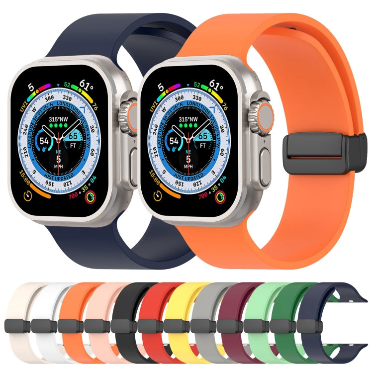 Magnetic Black Buckle Smooth Silicone Watch Band For Apple Watch Ultra 49mm(Black) - free shipping - PMC TechLife - Order now!