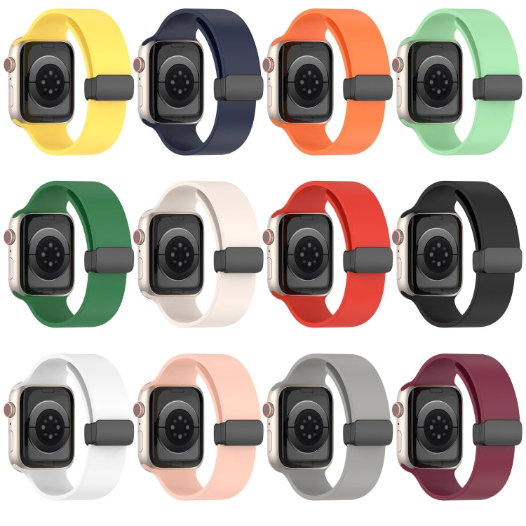 Magnetic Black Buckle Smooth Silicone Watch Band For Apple Watch Ultra 49mm(Burgundy) - free shipping - PMC TechLife - Order now!