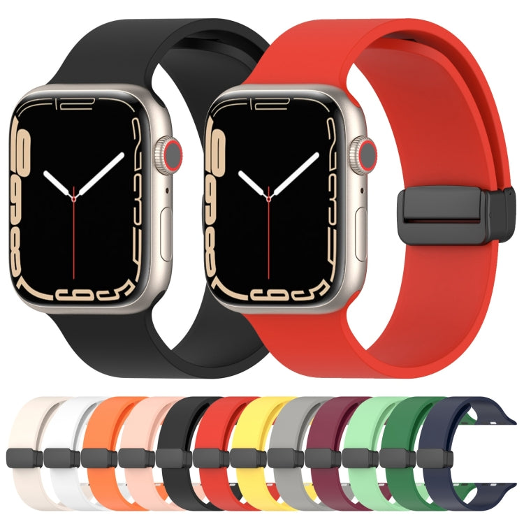 Magnetic Black Buckle Smooth Silicone Watch Band For Apple Watch Series 8&7 45mm / SE 2&6&SE&5&4 44mm / 3&2&1 42mm(Starlight Color) - free shipping - PMC TechLife - Order now!