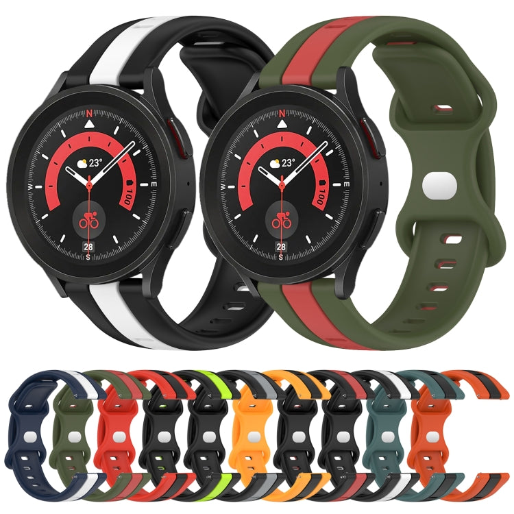 For Samsung Galaxy Watch5 Pro 45mm 20mm Butterfly Buckle Two-Color Silicone Watch Band(Green+Black) - free shipping - PMC TechLife - Order now!