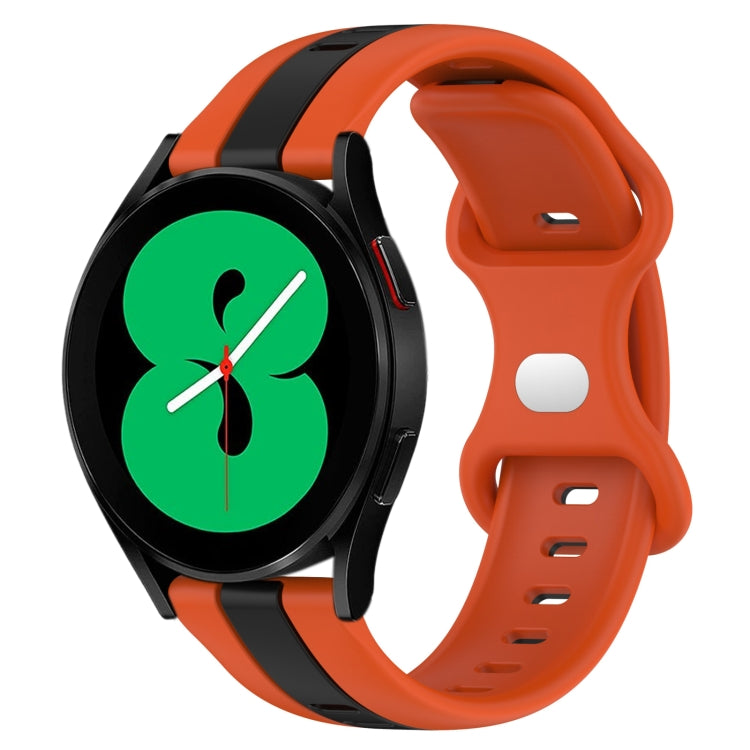 For Samsung Galaxy Watch4 44mm 20mm Butterfly Buckle Two-Color Silicone Watch Band(Orange+Black) - free shipping - PMC TechLife - Order now!