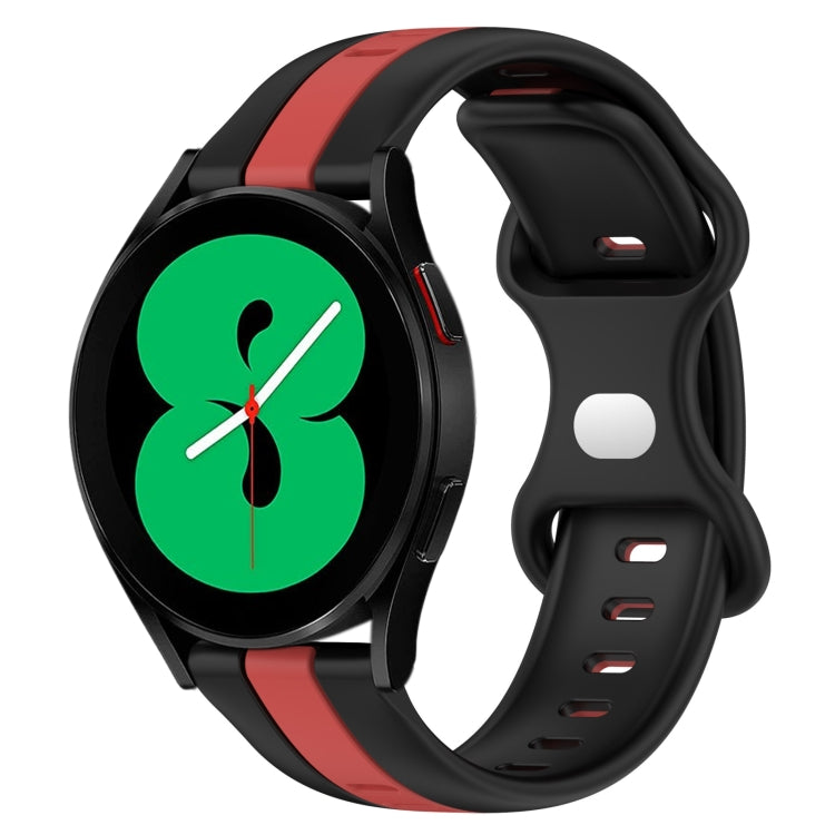 For Samsung Galaxy Watch4 44mm 20mm Butterfly Buckle Two-Color Silicone Watch Band(Black+Red) - free shipping - PMC TechLife - Order now!