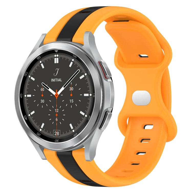 For Samsung  Galaxy Watch 4 Classic 46mm 20mm Butterfly Buckle Two-Color Silicone Watch Band(Black+Yellow) - free shipping - PMC TechLife - Order now!