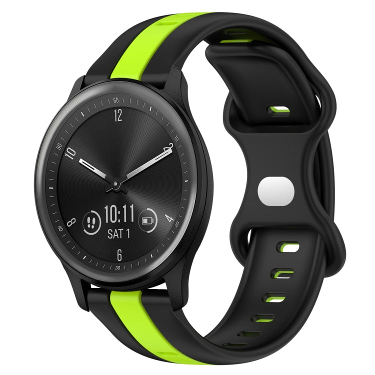 Compatible with Garmin Vivomove Sport 20mm Butterfly Buckle Two-Color Silicone Watch Band(Black+Green) - free shipping - PMC TechLife - Order now!