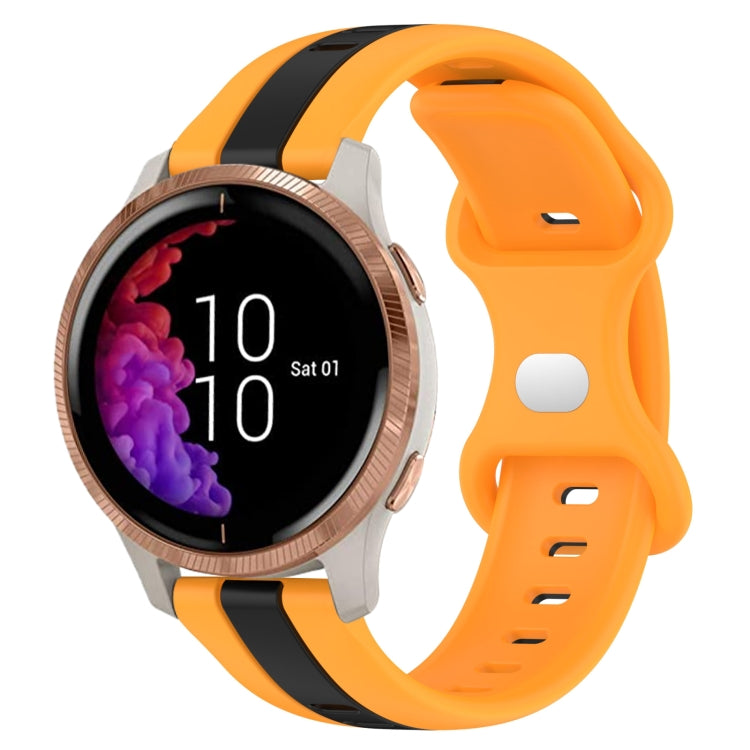 Compatible with Garmin Venu 20mm Butterfly Buckle Two-Color Silicone Watch Band(Black+Yellow) - free shipping - PMC TechLife - Order now!
