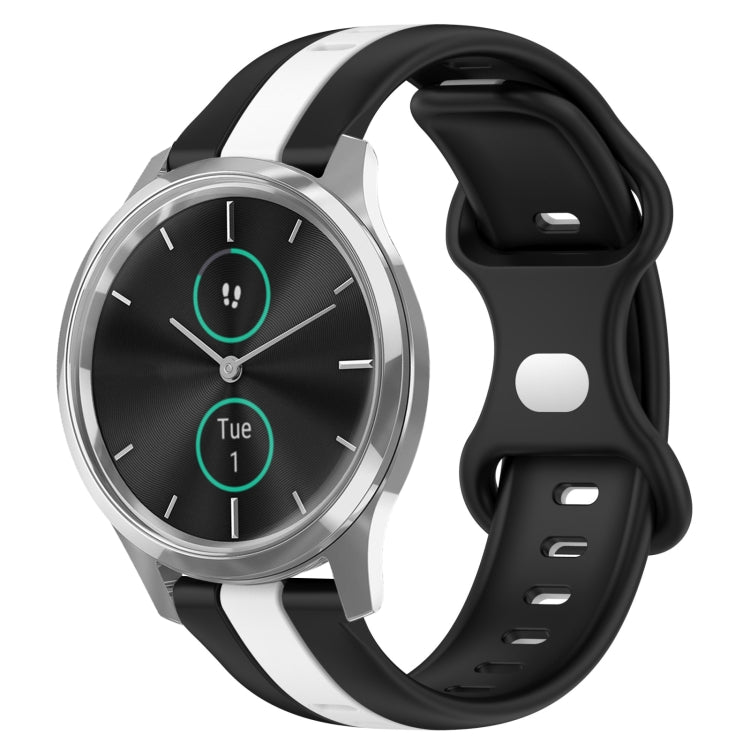 Compatible with Garminmove Luxe 20mm Butterfly Buckle Two-Color Silicone Watch Band(Black+White) - free shipping - PMC TechLife - Order now!
