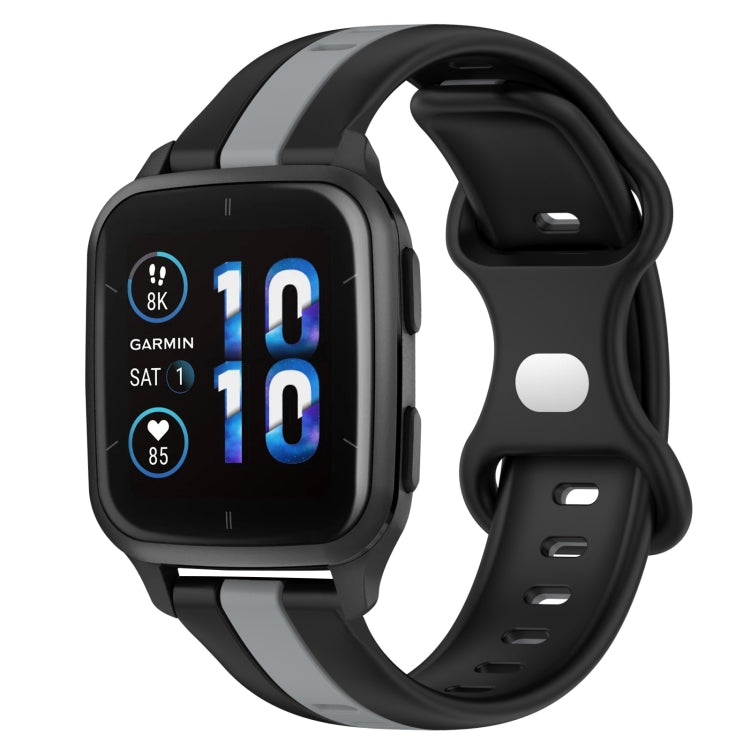 Compatible with Garmin Compatible witherunner Sq2 20mm Butterfly Buckle Two-Color Silicone Watch Band(Black+Grey) - free shipping - PMC TechLife - Order now!