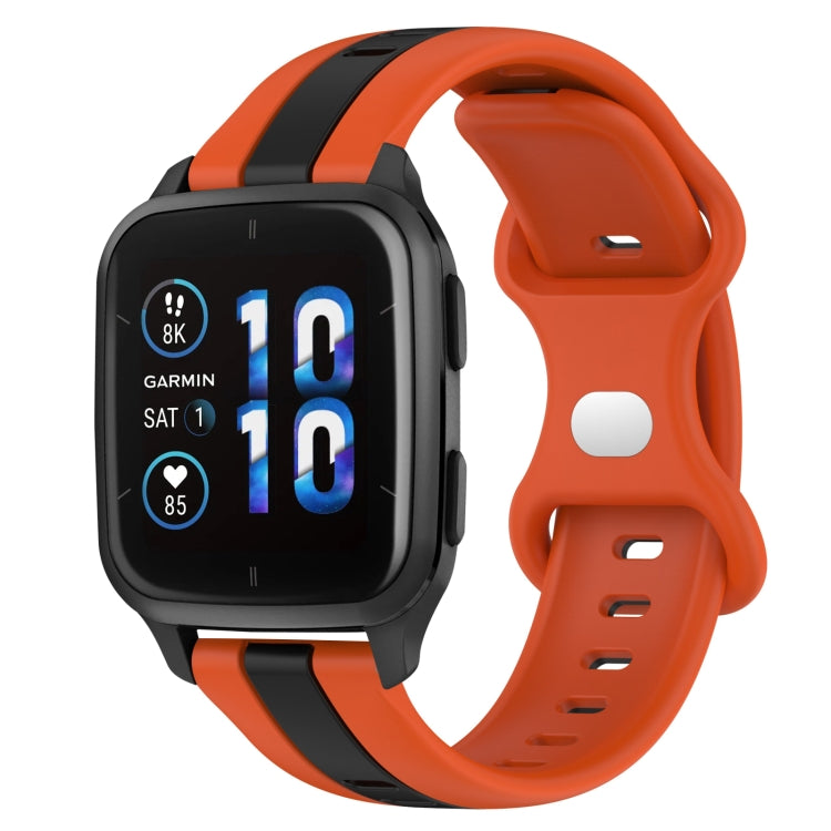 Compatible with Garmin Compatible witherunner Sq2 Music 20mm Butterfly Buckle Two-Color Silicone Watch Band(Orange+Black) - free shipping - PMC TechLife - Order now!