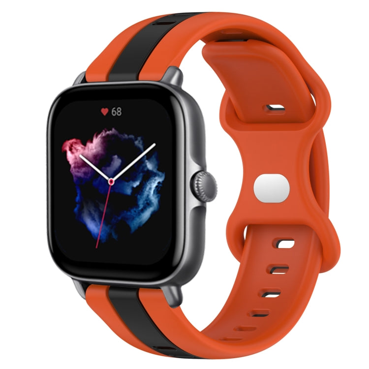 For Amazfit GTS 3 20mm Butterfly Buckle Two-Color Silicone Watch Band(Orange+Black) - free shipping - PMC TechLife - Order now!