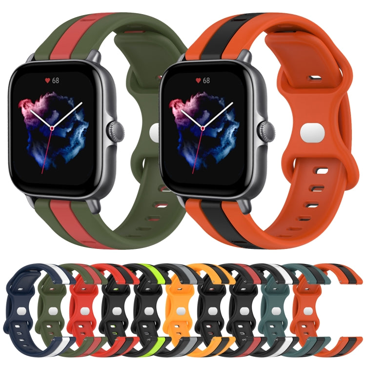For Amazfit GTS 3 20mm Butterfly Buckle Two-Color Silicone Watch Band(Orange+Black) - free shipping - PMC TechLife - Order now!