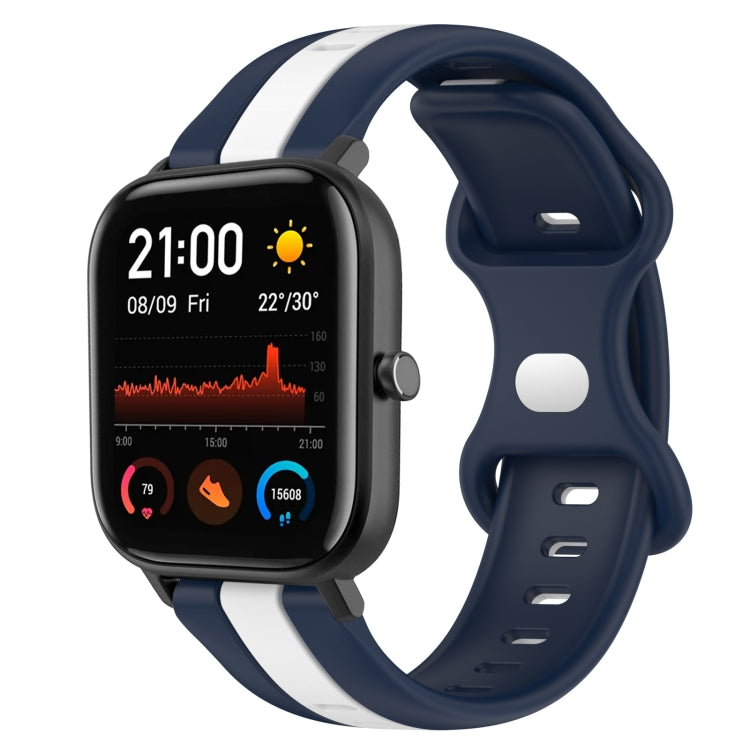 For Amazfit GTS 20mm Butterfly Buckle Two-Color Silicone Watch Band(White+Blue) - free shipping - PMC TechLife - Order now!